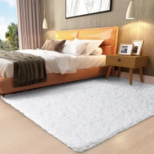 Ophanie White Rugs for Bedroom Fluffy, Girls Kids Baby Shaggy Shag Fuzzy Soft Carpet, 3x5 Small Plush Bedside Area Rug, Indoor Floor Room Carpet for Teen Dorm Home Decor Aesthetic, Nursery