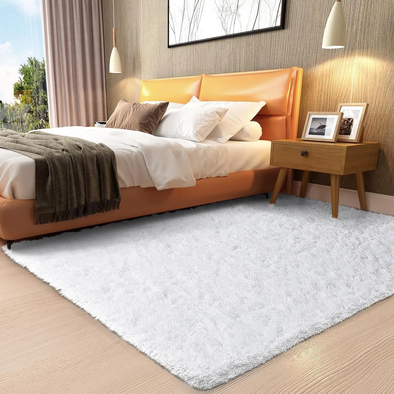 Ophanie White Rugs for Bedroom Fluffy, Girls Kids Baby Shaggy Shag Fuzzy Soft Carpet, 3x5 Small Plush Bedside Area Rug, Indoor Floor Room Carpet for Teen Dorm Home Decor Aesthetic, Nursery