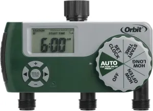 Orbit 56082 3-Outlet Hose Watering Timer, Green… (1) (Pack of 1)