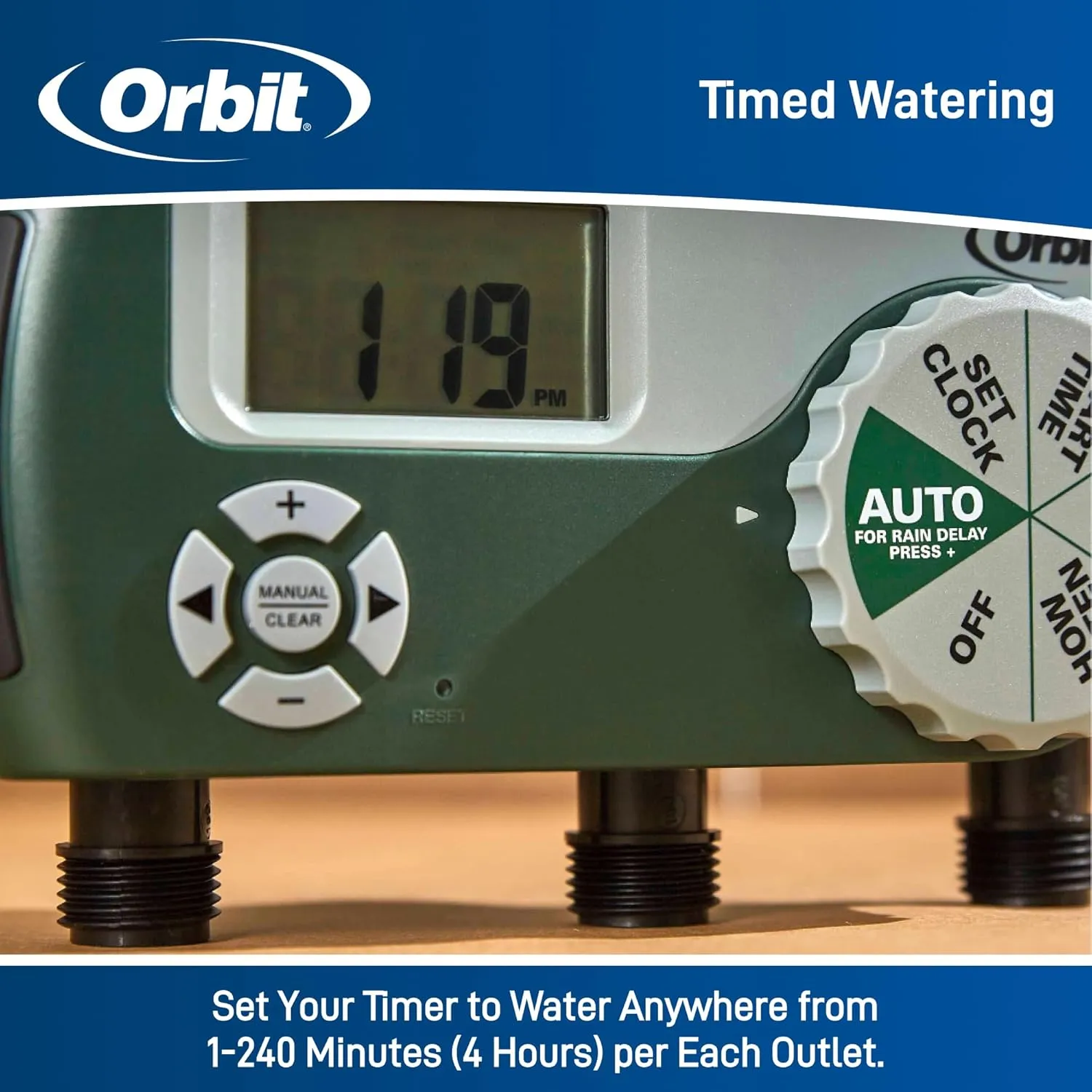 Orbit 56082 3-Outlet Hose Watering Timer, Green… (1) (Pack of 1)