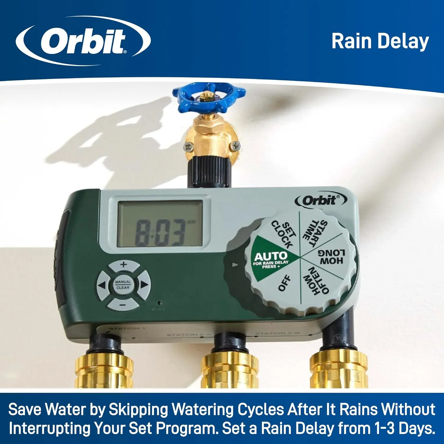 Orbit 56082 3-Outlet Hose Watering Timer, Green… (1) (Pack of 1)