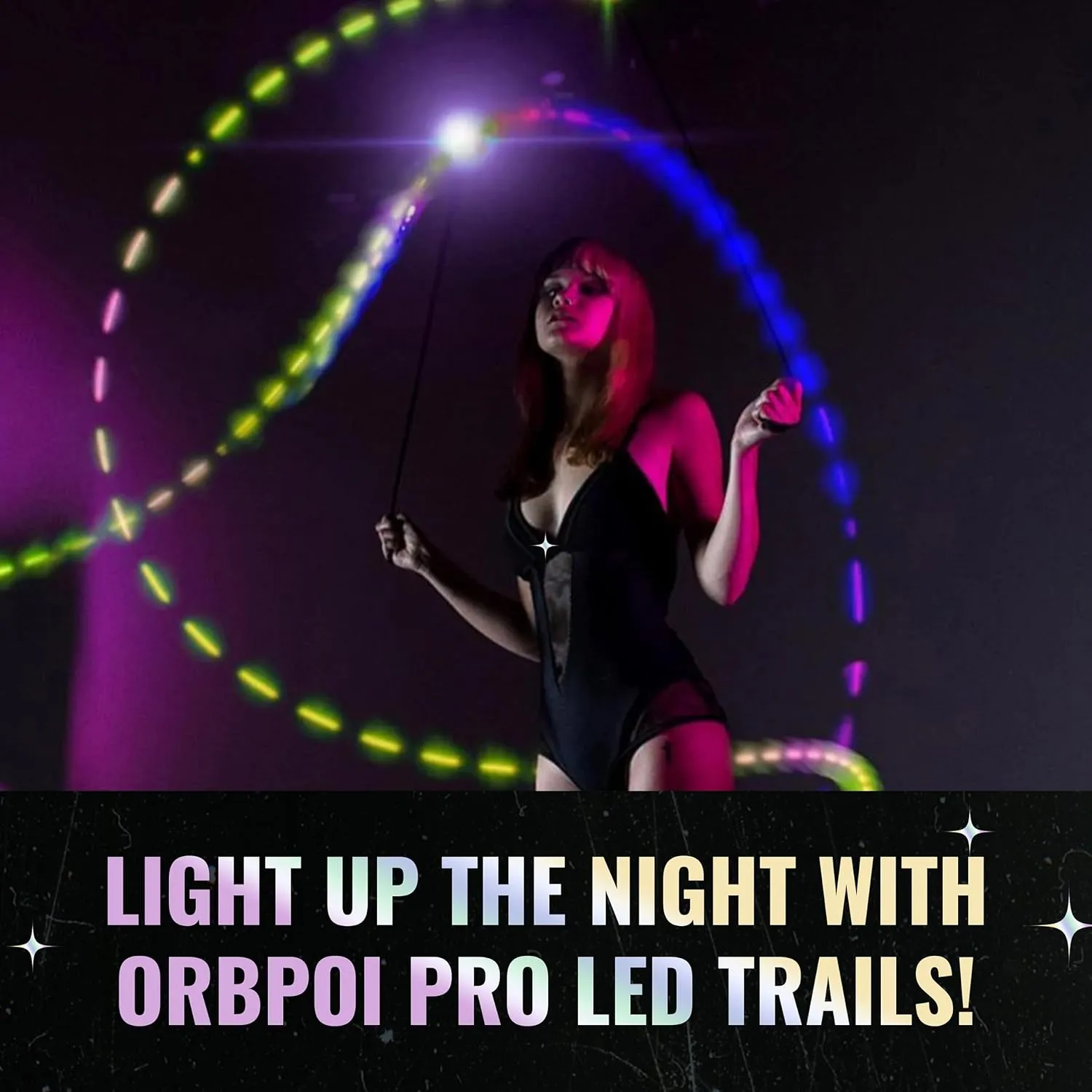OrbPoi Pro Set - Orb Poi Pro w/LED UltraKnob Pro Handles - USB Rechargeable Contact LED Poi Balls w/40  Color Modes & Patterns - LED Poi Spinning Balls w/Soft Durable Cases - Flow Arts Toy, UltraPoi