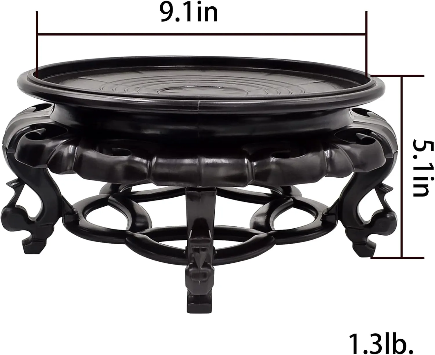 Oriental Furniture Fishbowl Stand Vase Base Stable Home Decoration Display Stand (9.1 x 5.1 in)