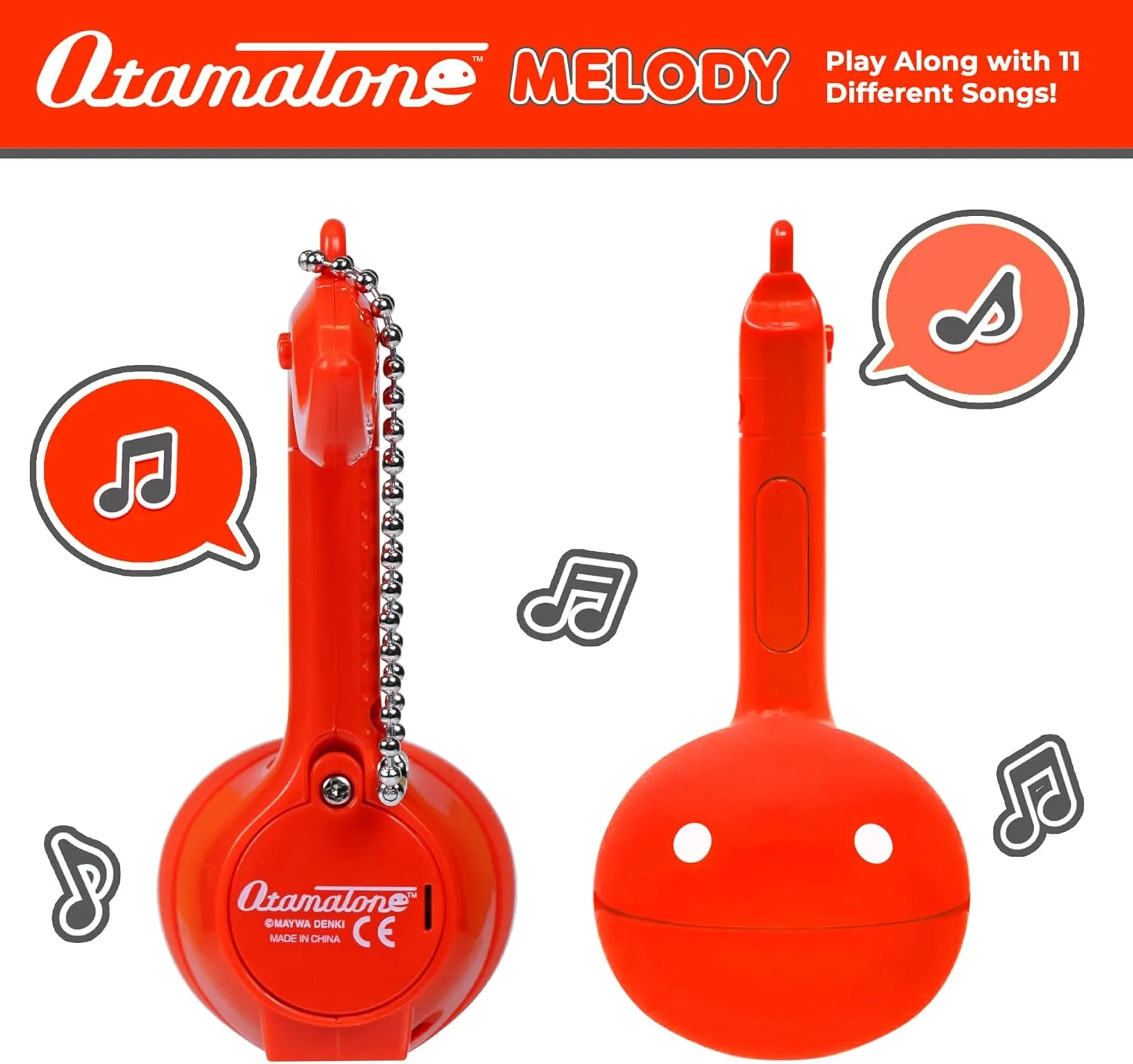 Otamatone Melody Series Japanese Electronic [Mini Size] Musical Toy [11 Pre-Programmed Songs] Portable Synthesizer from Japan by Maywa Denki [English Instruction], Red