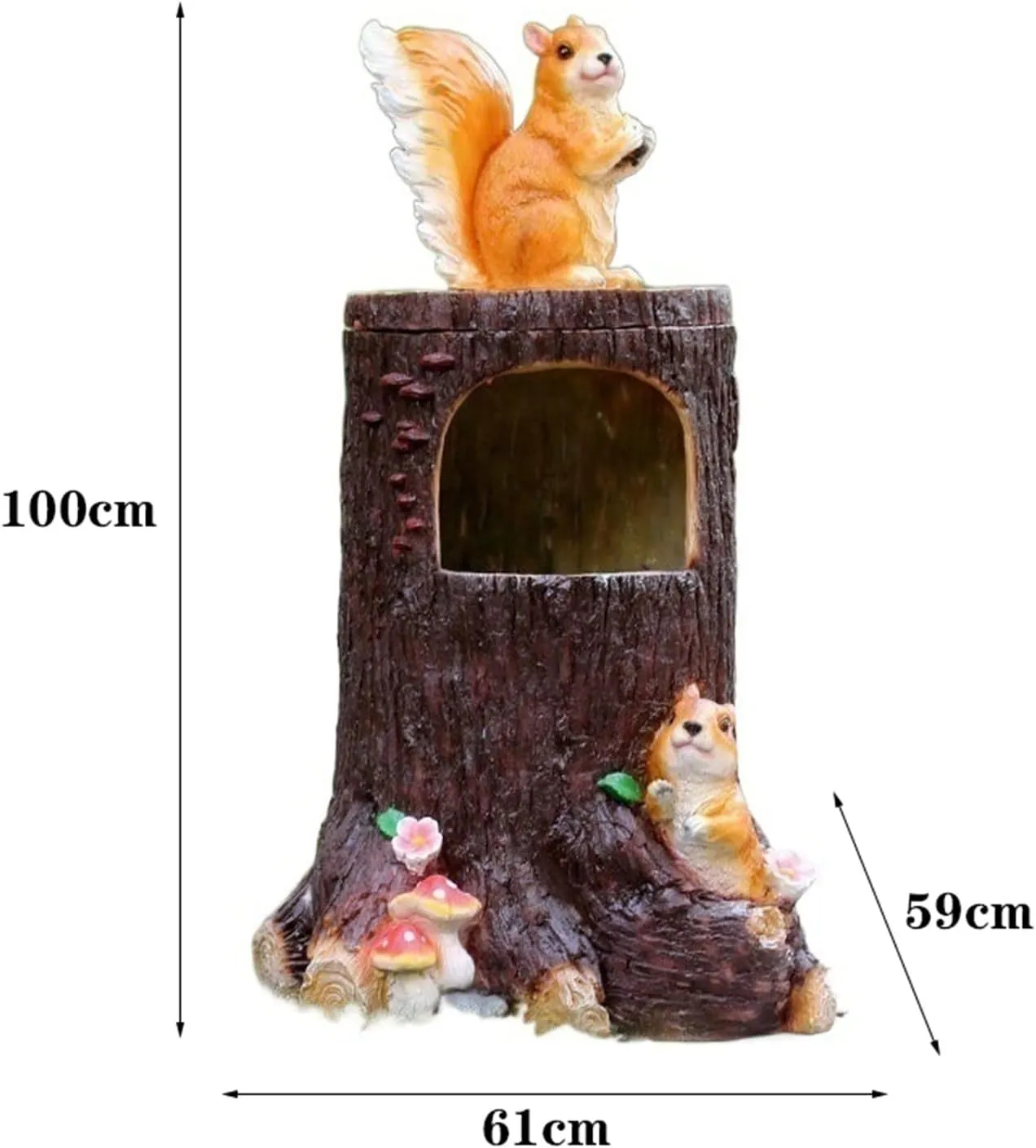 Outdoor Trash Can Creative Animal Trash Can Stump Shaped Outdoor Recycling Container Fiberglass Garbage Container Hand Painted Painting, Decoration Sculpture