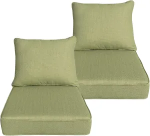 Outdoor/Indoor 22x24 inch Deep Seat Patio Cushions Set of 2 Resilient Foam Filling Water Repellent Stain-Resistant UV Resistant Weather Resistant Patio Cushions Grass Green Bamboo
