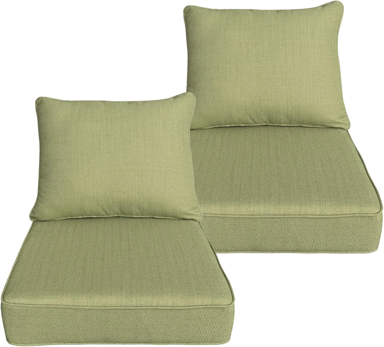 Outdoor/Indoor 22x24 inch Deep Seat Patio Cushions Set of 2 Resilient Foam Filling Water Repellent Stain-Resistant UV Resistant Weather Resistant Patio Cushions Grass Green Bamboo