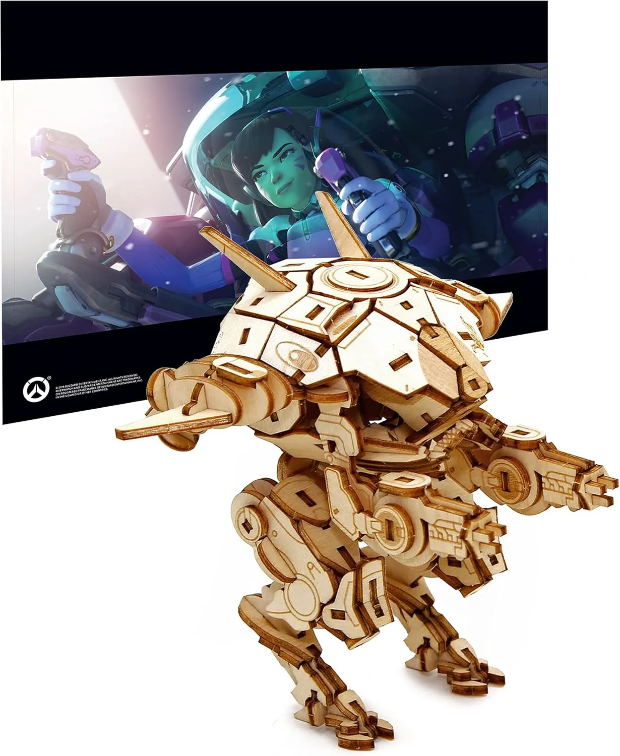 Overwatch D.Va Meka 3D Wood Puzzle & Model Figure Kit (149 Pcs) with Exclusive Poster - Build & Paint a 3-D Video Game Replica Toy, No Glue Required - Gift for Kids, Teens, Adults - 12 