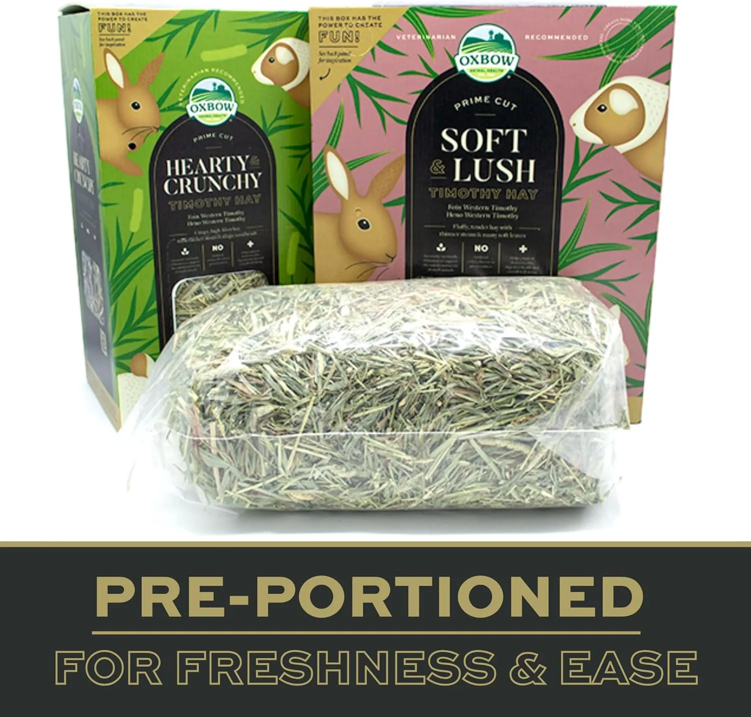 Oxbow Timothy Hay, Premium Food for Rabbits, Guinea Pigs, and Chinchillas, Prime Cut, High-Fiber Hay, Rabbit Dental Health (Soft & Lush, 40 oz)