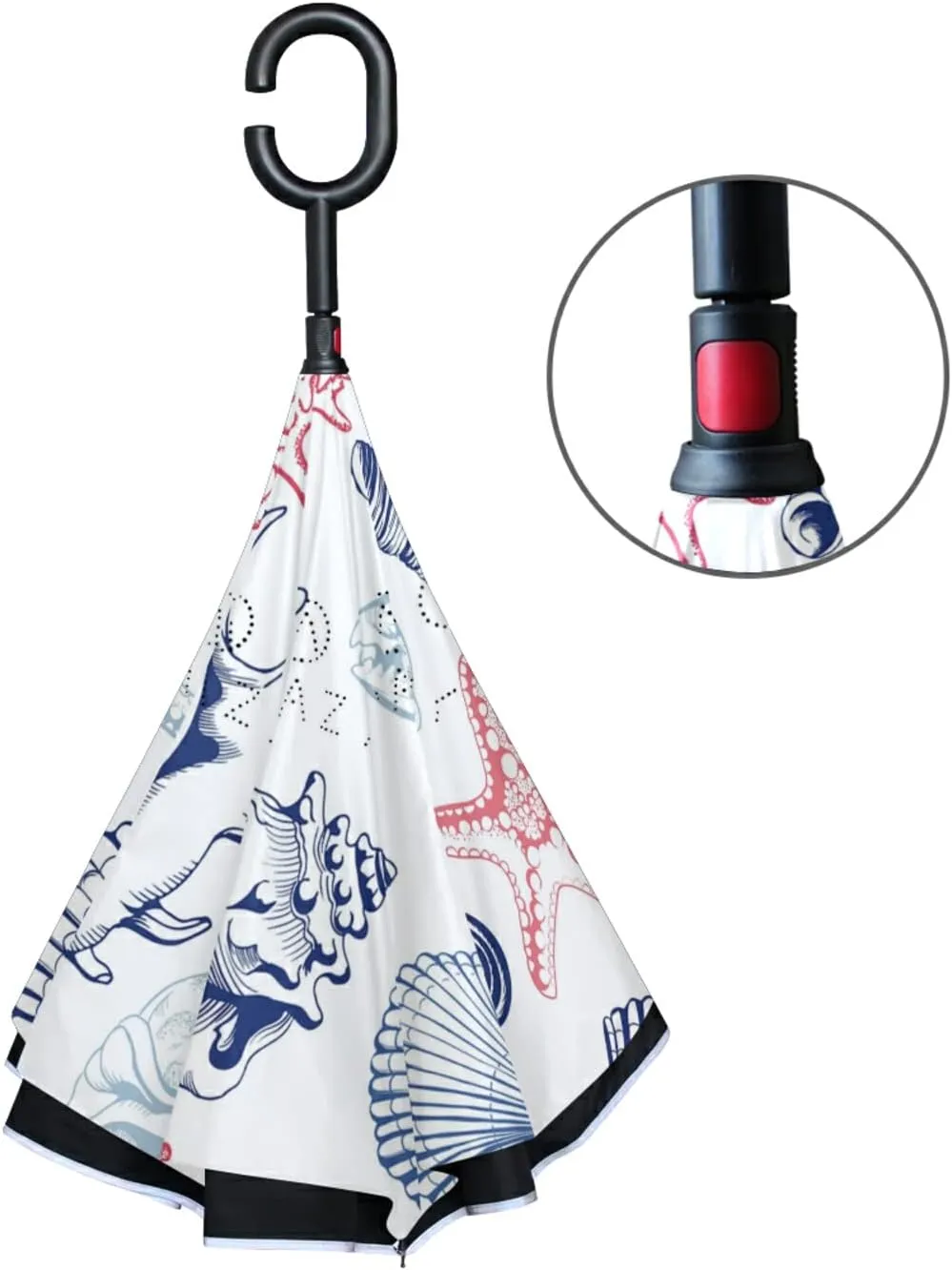 Oyihfvs Double Layer Inverted Umbrella, With C-Shaped Handle Windproof UV Proof Durable Parasol, For Men Women Outdoor Folding Rain Sun