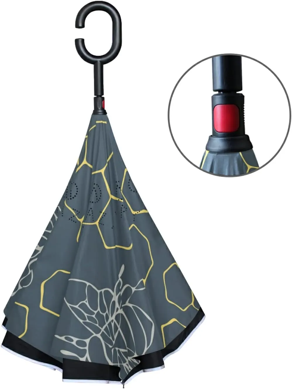 Oyihfvs Double Layer Inverted Umbrella, With C-Shaped Handle Windproof UV Proof Durable Parasol, For Men Women Outdoor Folding Rain Sun