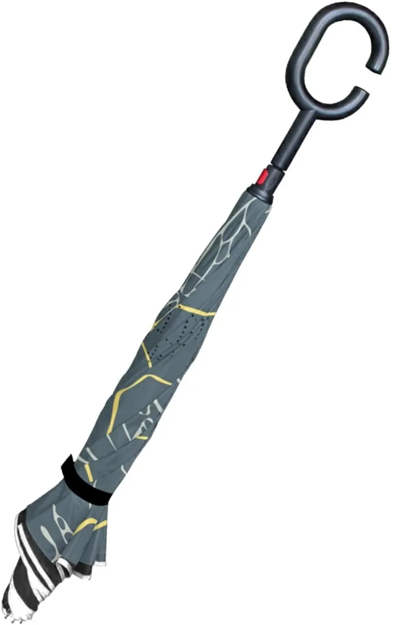 Oyihfvs Double Layer Inverted Umbrella, With C-Shaped Handle Windproof UV Proof Durable Parasol, For Men Women Outdoor Folding Rain Sun
