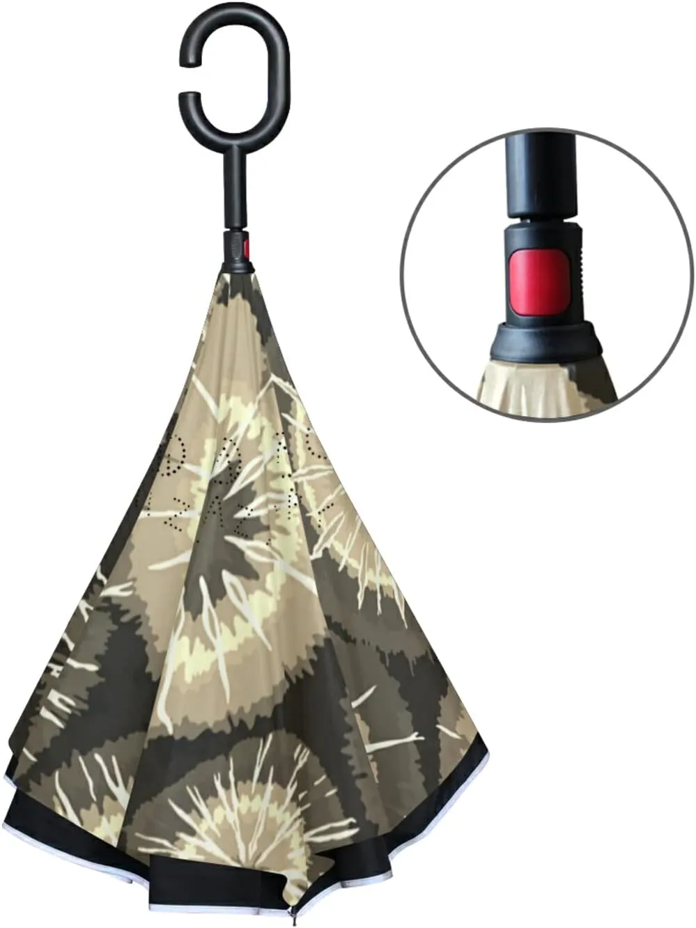Oyihfvs Double Layer Inverted Umbrella, With C-Shaped Handle Windproof UV Proof Durable Parasol, For Men Women Outdoor Folding Rain Sun