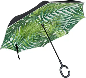 Oyihfvs Double Layer Inverted Umbrella, With C-Shaped Handle Windproof UV Proof Durable Parasol, For Men Women Outdoor Folding Rain Sun