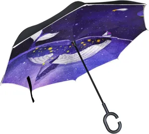 Oyihfvs Double Layer Inverted Umbrella, With C-Shaped Handle Windproof UV Proof Durable Parasol, For Men Women Outdoor Folding Rain Sun