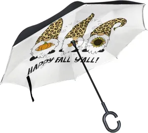 Oyihfvs Double Layer Inverted Umbrella, With C-Shaped Handle Windproof UV Proof Durable Parasol, For Men Women Outdoor Folding Rain Sun