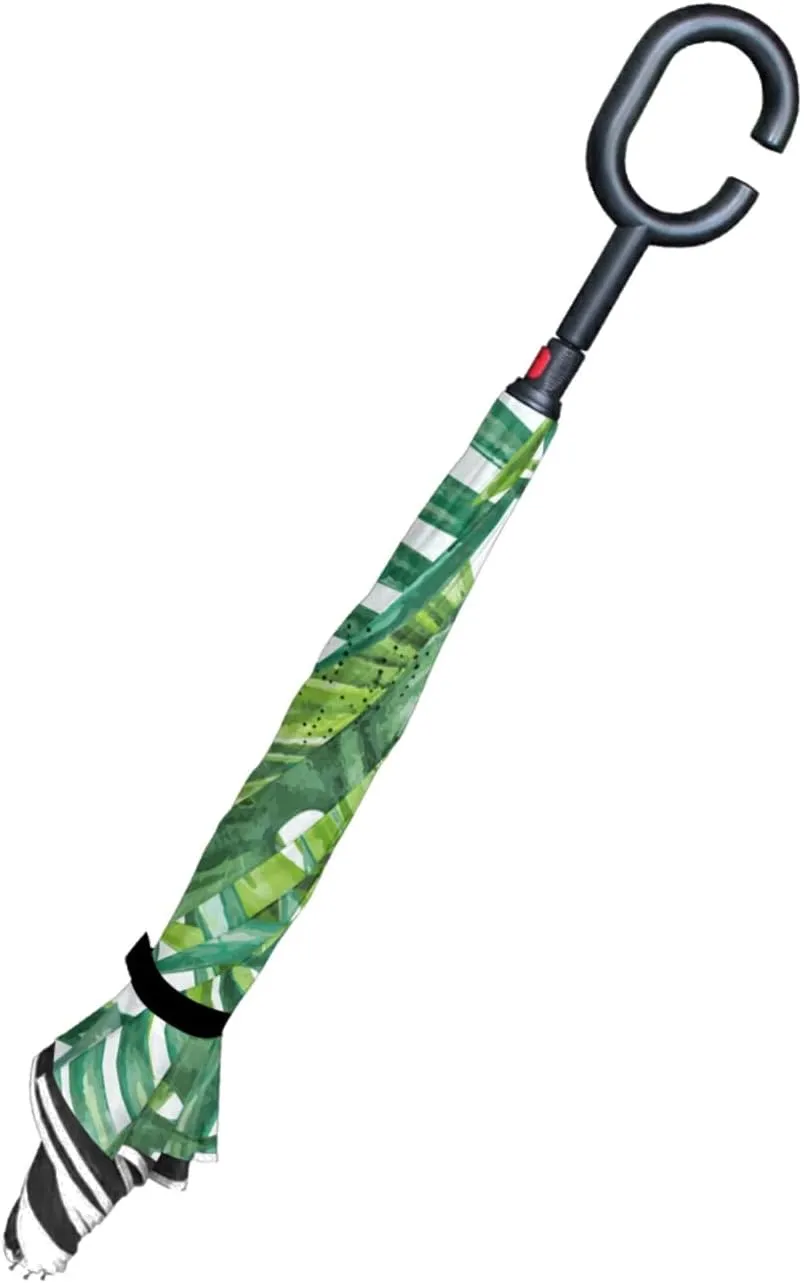 Oyihfvs Double Layer Inverted Umbrella, With C-Shaped Handle Windproof UV Proof Durable Parasol, For Men Women Outdoor Folding Rain Sun