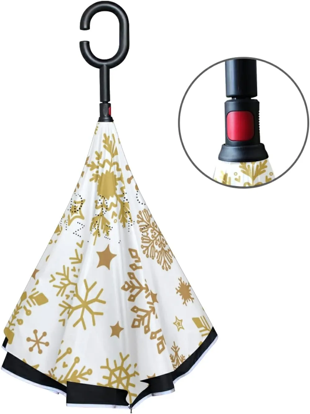 Oyihfvs Double Layer Inverted Umbrella, With C-Shaped Handle Windproof UV Proof Durable Parasol, For Men Women Outdoor Folding Rain Sun