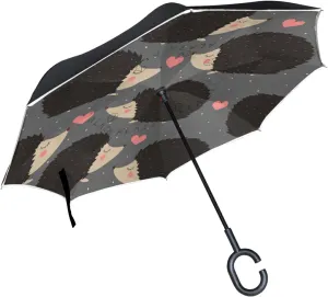 Oyihfvs Double Layer Inverted Umbrella, With C-Shaped Handle Windproof UV Proof Durable Parasol, For Men Women Outdoor Folding Rain Sun