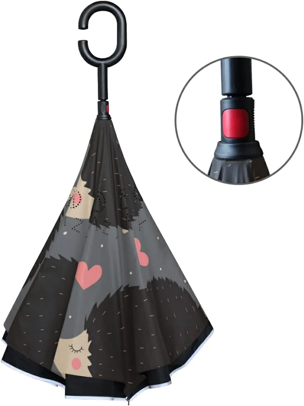 Oyihfvs Double Layer Inverted Umbrella, With C-Shaped Handle Windproof UV Proof Durable Parasol, For Men Women Outdoor Folding Rain Sun