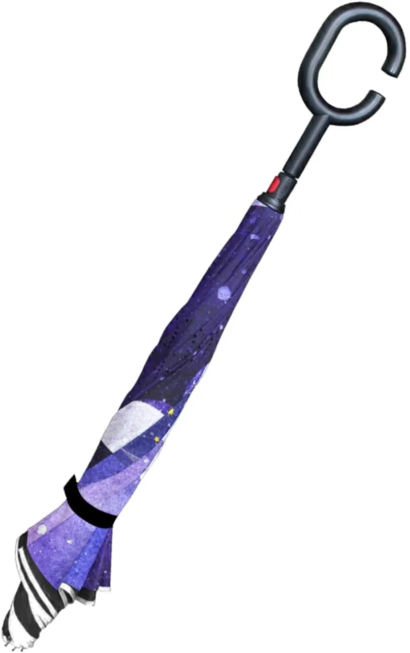 Oyihfvs Double Layer Inverted Umbrella, With C-Shaped Handle Windproof UV Proof Durable Parasol, For Men Women Outdoor Folding Rain Sun