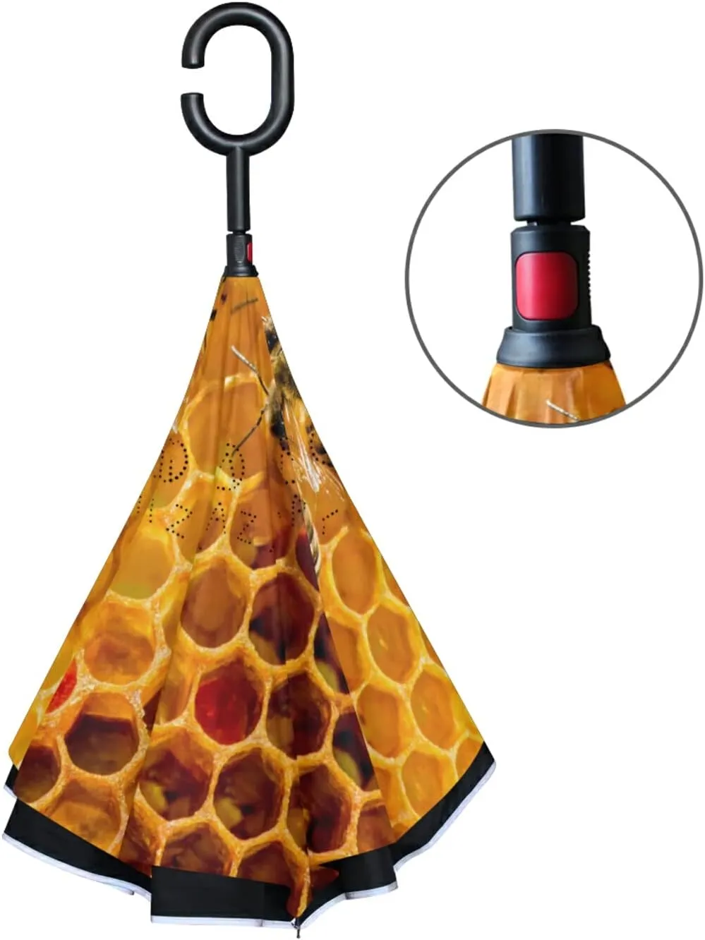 Oyihfvs Double Layer Inverted Umbrella, With C-Shaped Handle Windproof UV Proof Durable Parasol, For Men Women Outdoor Folding Rain Sun