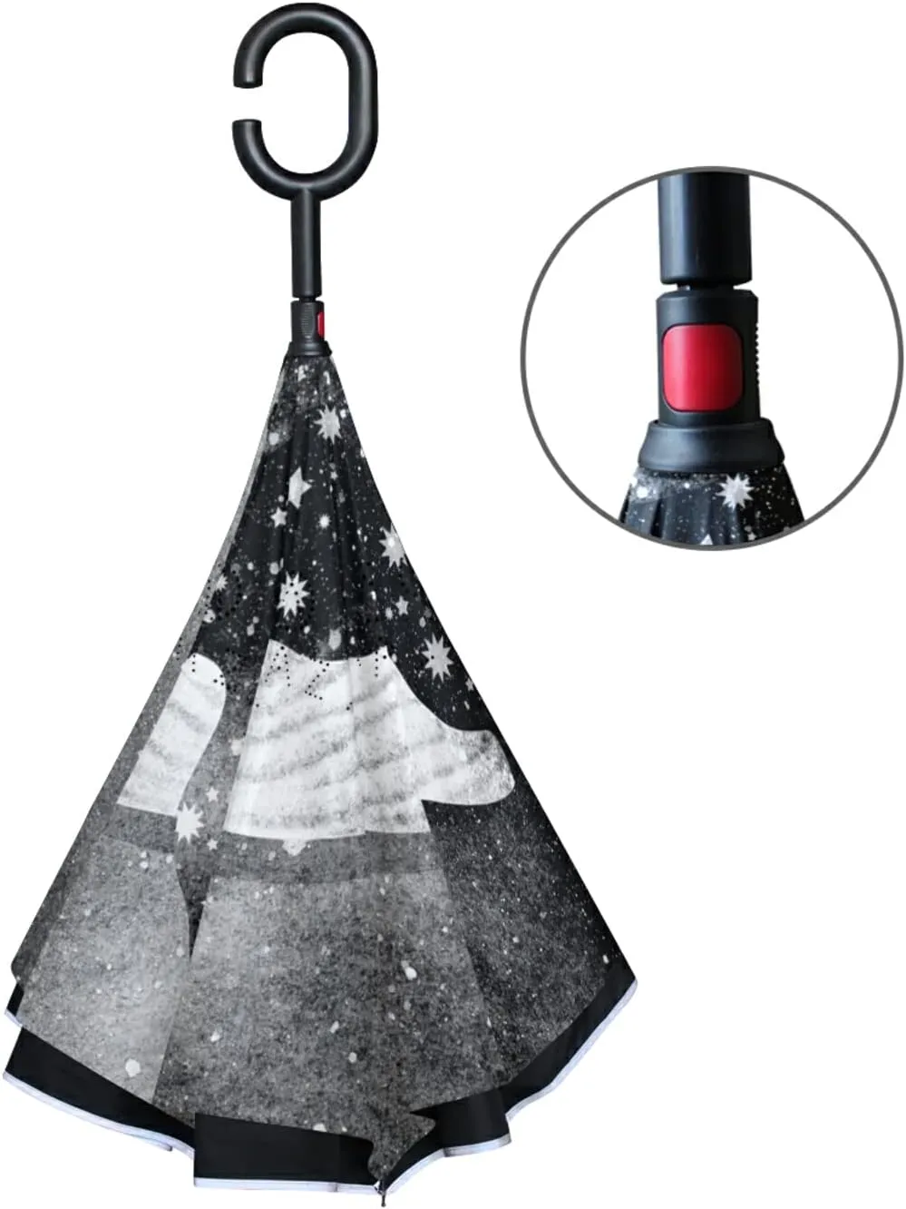 Oyihfvs Double Layer Inverted Umbrella, With C-Shaped Handle Windproof UV Proof Durable Parasol, For Men Women Outdoor Folding Rain Sun