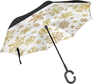 Oyihfvs Double Layer Inverted Umbrella, With C-Shaped Handle Windproof UV Proof Durable Parasol, For Men Women Outdoor Folding Rain Sun