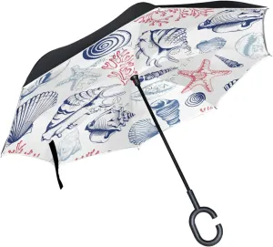 Oyihfvs Double Layer Inverted Umbrella, With C-Shaped Handle Windproof UV Proof Durable Parasol, For Men Women Outdoor Folding Rain Sun