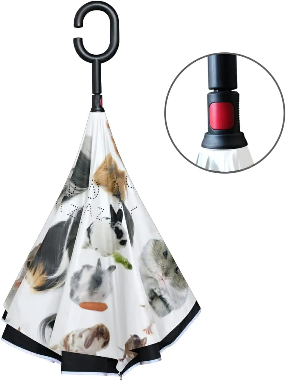 Oyihfvs Double Layer Inverted Umbrella, With C-Shaped Handle Windproof UV Proof Durable Parasol, For Men Women Outdoor Folding Rain Sun