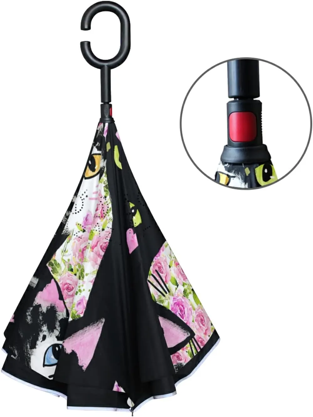 Oyihfvs Double Layer Inverted Umbrella, With C-Shaped Handle Windproof UV Proof Durable Parasol, For Men Women Outdoor Folding Rain Sun