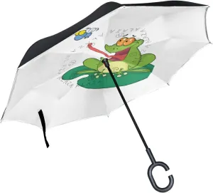 Oyihfvs Double Layer Inverted Umbrella, With C-Shaped Handle Windproof UV Proof Durable Parasol, For Men Women Outdoor Folding Rain Sun