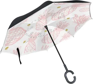 Oyihfvs Double Layer Inverted Umbrella, With C-Shaped Handle Windproof UV Proof Durable Parasol, For Men Women Outdoor Folding Rain Sun