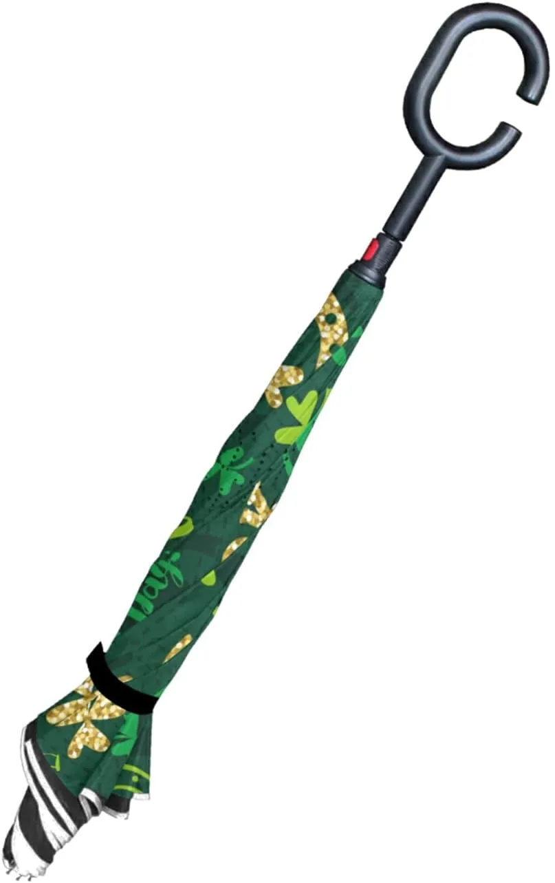 Oyihfvs Double Layer Inverted Umbrella, With C-Shaped Handle Windproof UV Proof Durable Parasol, For Men Women Outdoor Folding Rain Sun