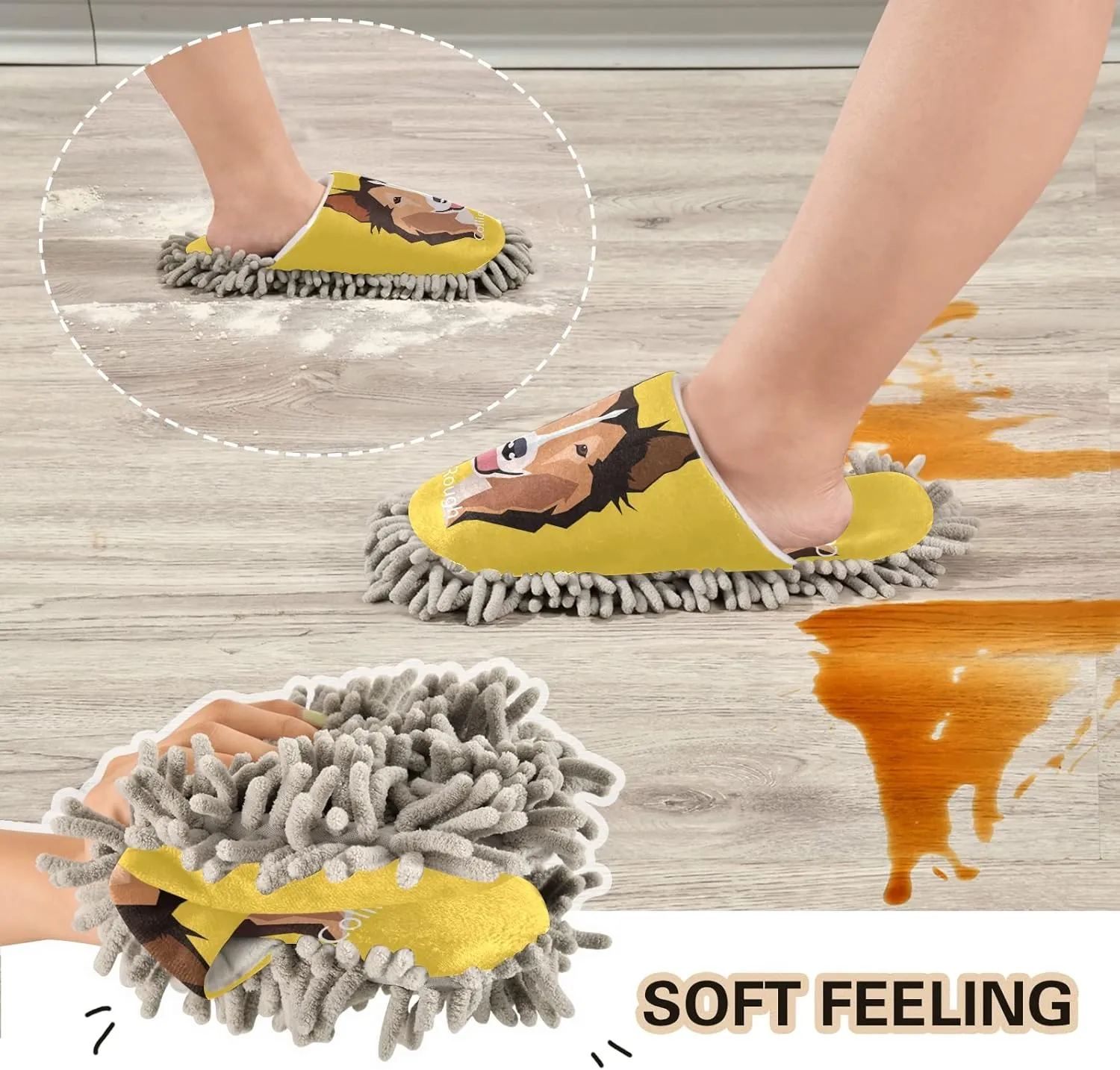 Oyihfvs Mop Slippers Shoes, Unisex Cleaning House Slippers Spa Dusting Slippers M-L