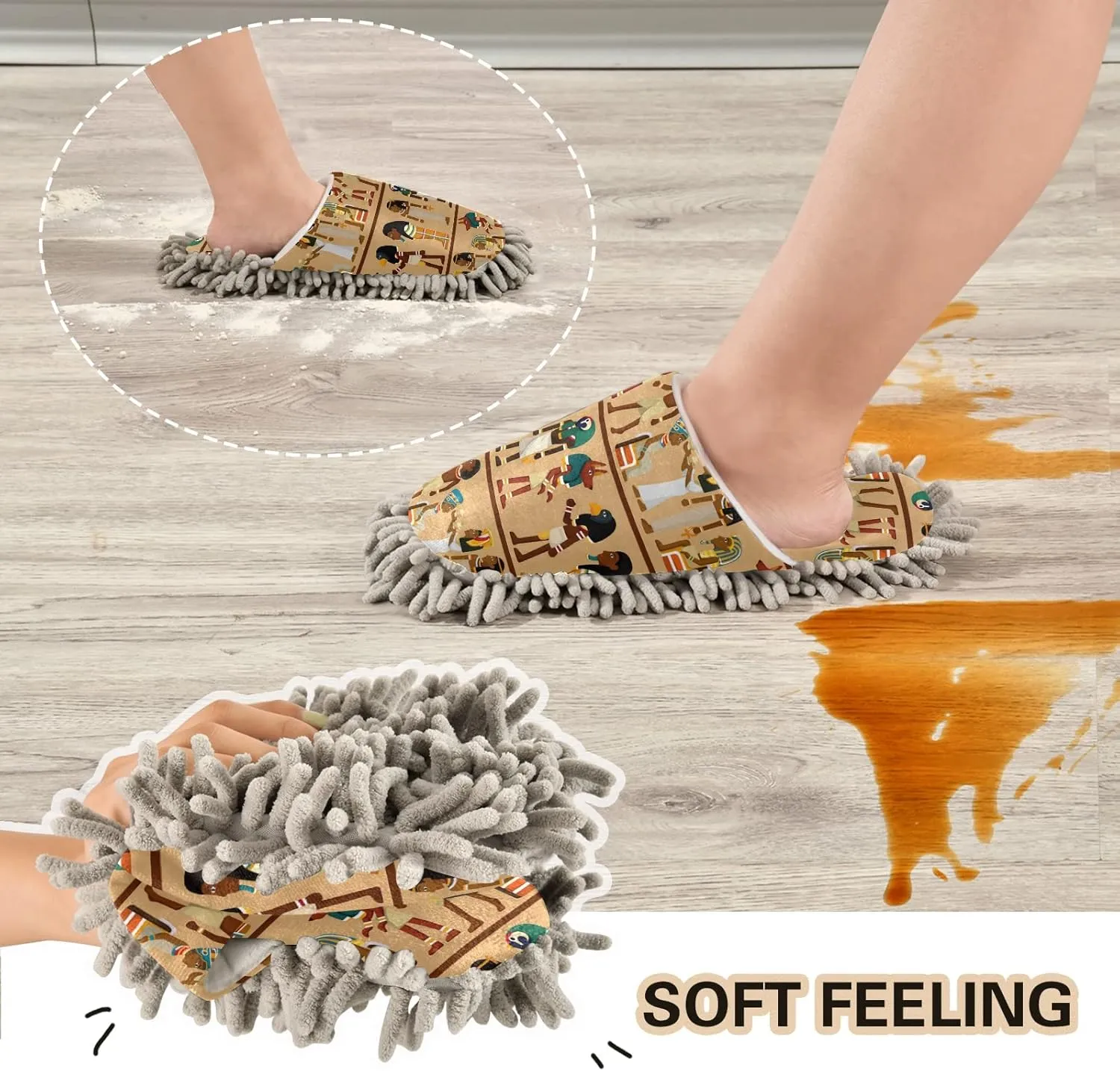 Oyihfvs Mop Slippers Shoes, Unisex Cleaning House Slippers Spa Dusting Slippers M-L