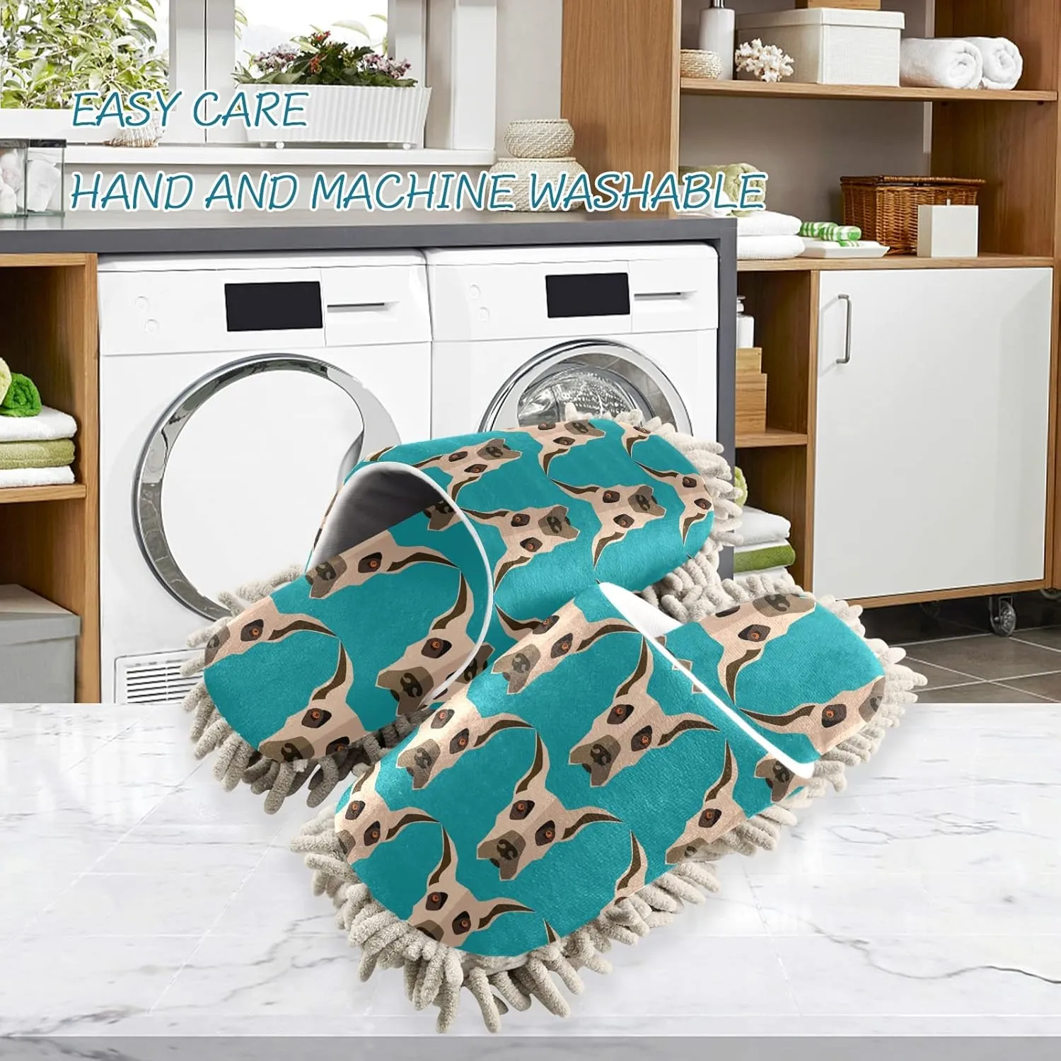Oyihfvs Mop Slippers Shoes, Unisex Cleaning House Slippers Spa Dusting Slippers M-L