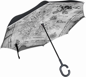 Oyihfvs Double Layer Inverted Umbrella, With C-Shaped Handle Windproof UV Proof Durable Parasol, For Men Women Outdoor Folding Rain Sun