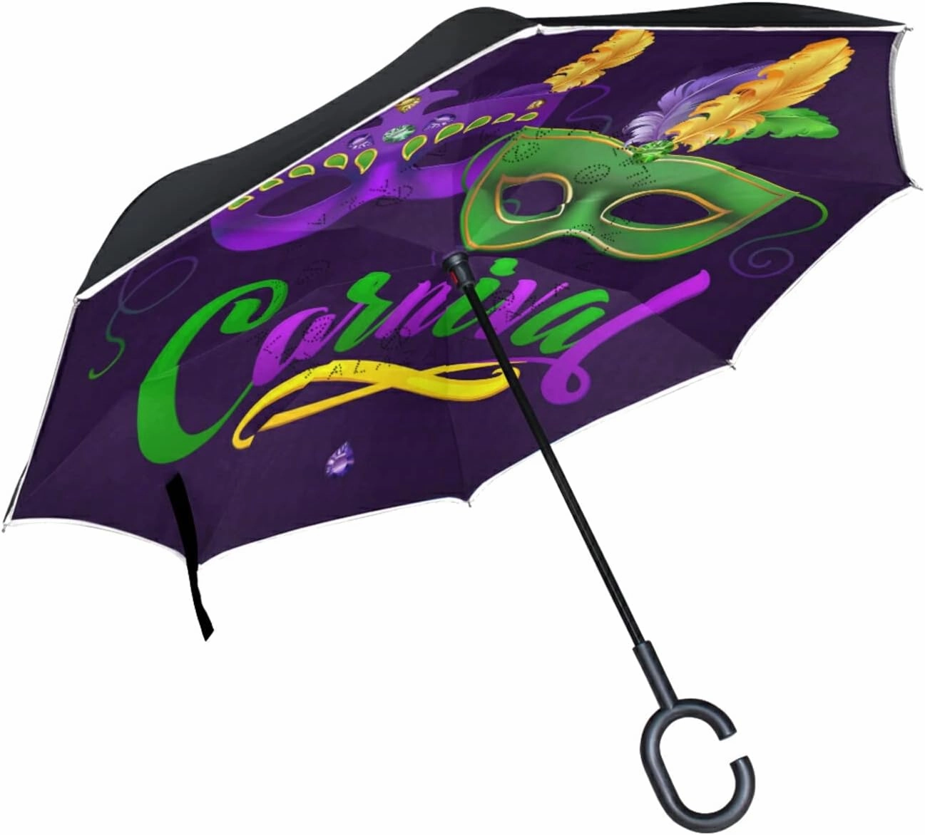Oyihfvs Double Layer Inverted Umbrella, With C-Shaped Handle Windproof UV Proof Durable Parasol, For Men Women Outdoor Folding Rain Sun