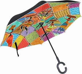 Oyihfvs Double Layer Inverted Umbrella, With C-Shaped Handle Windproof UV Proof Durable Parasol, For Men Women Outdoor Folding Rain Sun