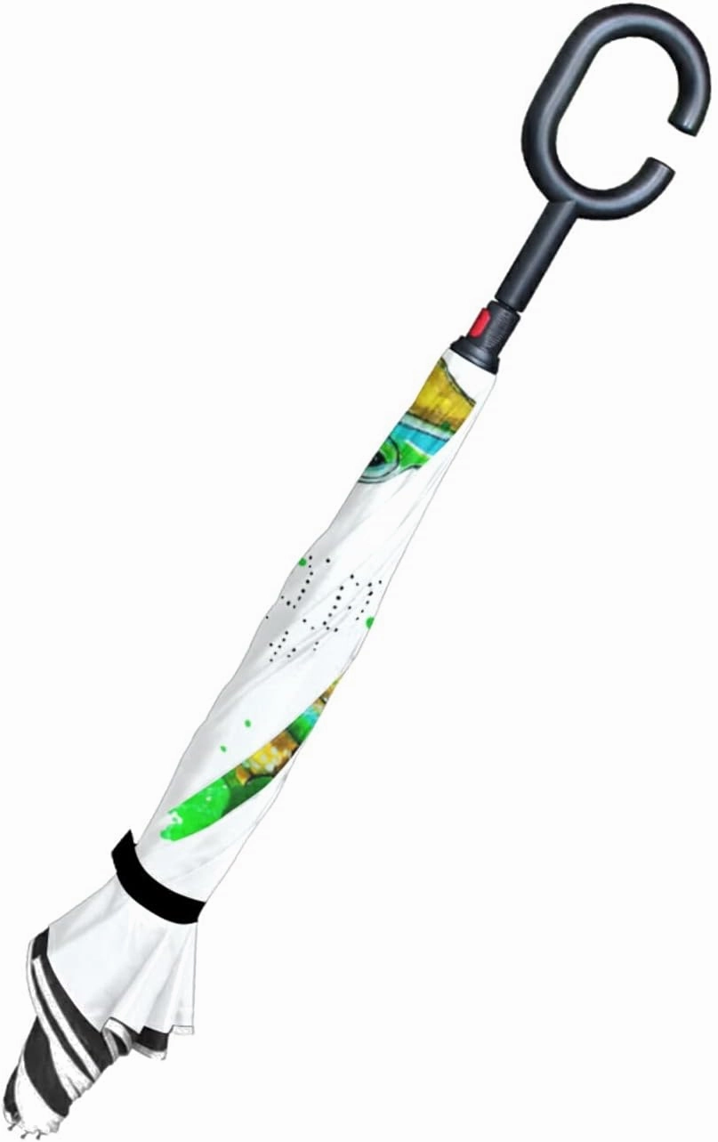 Oyihfvs Double Layer Inverted Umbrella, With C-Shaped Handle Windproof UV Proof Durable Parasol, For Men Women Outdoor Folding Rain Sun