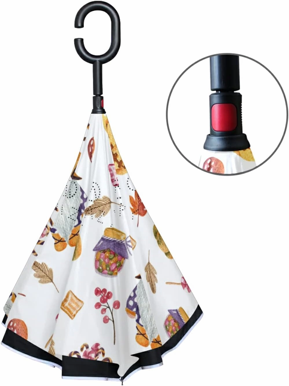 Oyihfvs Double Layer Inverted Umbrella, With C-Shaped Handle Windproof UV Proof Durable Parasol, For Men Women Outdoor Folding Rain Sun