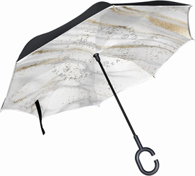 Oyihfvs Double Layer Inverted Umbrella, With C-Shaped Handle Windproof UV Proof Durable Parasol, For Men Women Outdoor Folding Rain Sun