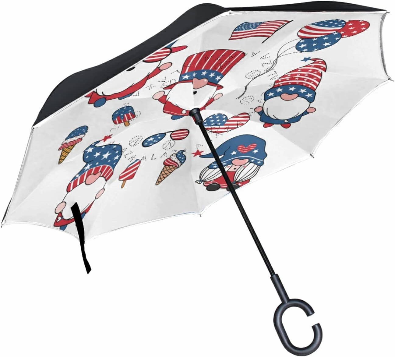 Oyihfvs Double Layer Inverted Umbrella, With C-Shaped Handle Windproof UV Proof Durable Parasol, For Men Women Outdoor Folding Rain Sun