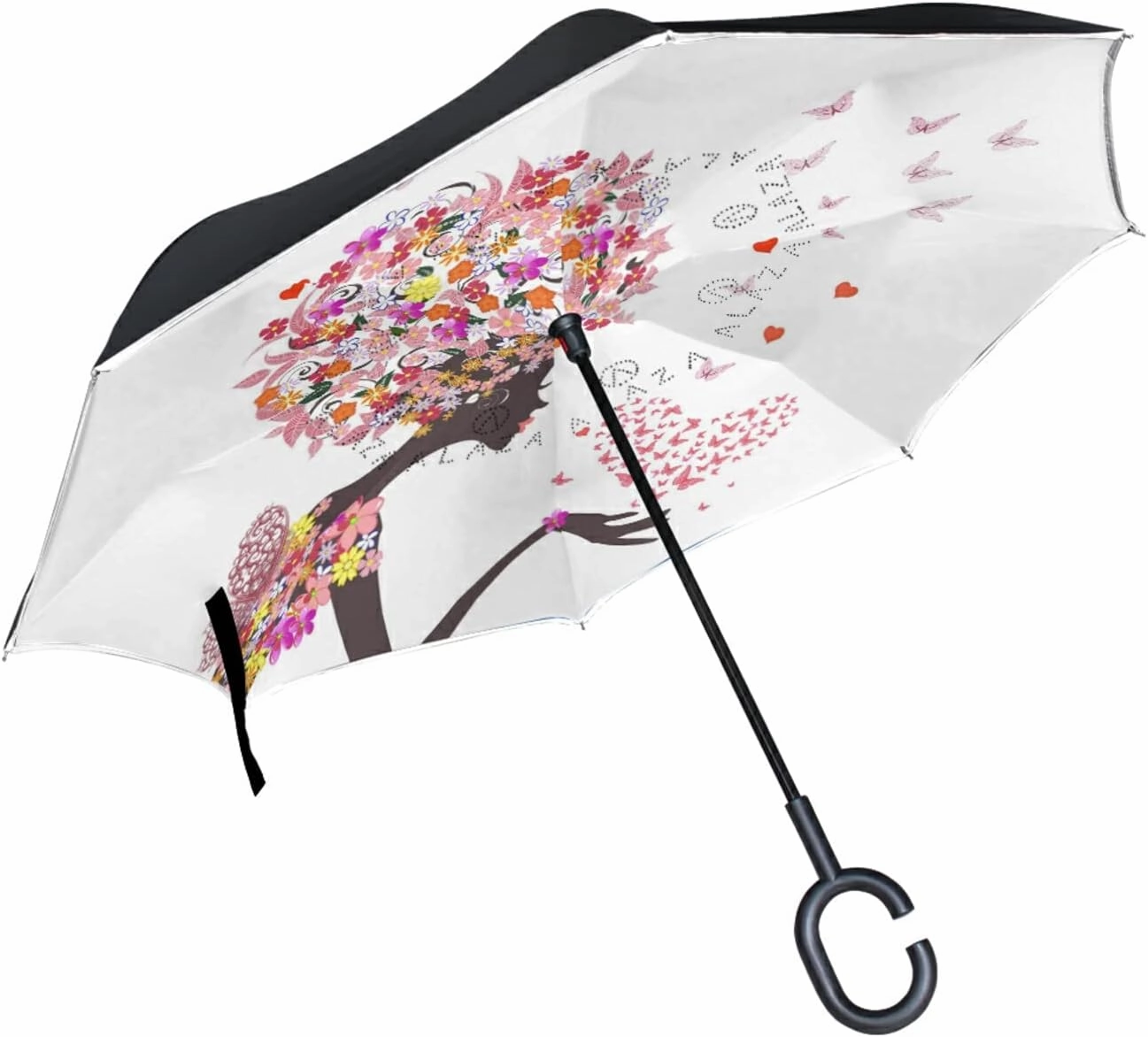 Oyihfvs Double Layer Inverted Umbrella, With C-Shaped Handle Windproof UV Proof Durable Parasol, For Men Women Outdoor Folding Rain Sun