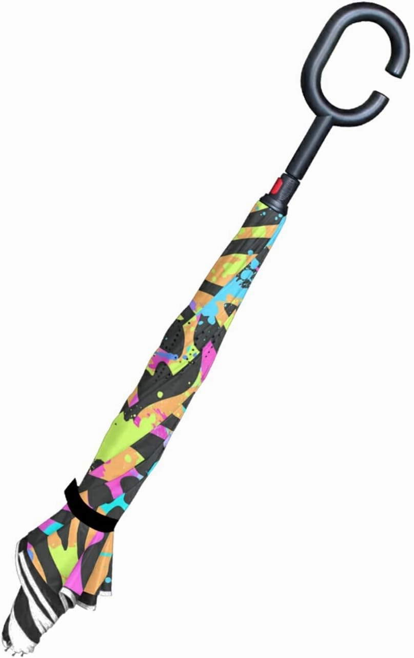 Oyihfvs Double Layer Inverted Umbrella, With C-Shaped Handle Windproof UV Proof Durable Parasol, For Men Women Outdoor Folding Rain Sun