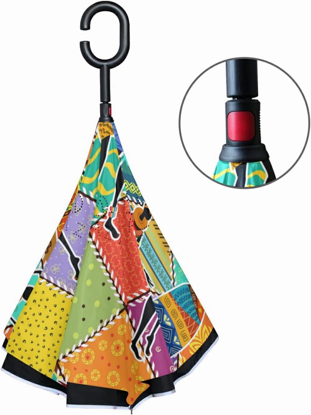 Oyihfvs Double Layer Inverted Umbrella, With C-Shaped Handle Windproof UV Proof Durable Parasol, For Men Women Outdoor Folding Rain Sun