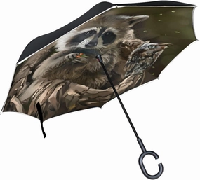 Oyihfvs Double Layer Inverted Umbrella, With C-Shaped Handle Windproof UV Proof Durable Parasol, For Men Women Outdoor Folding Rain Sun