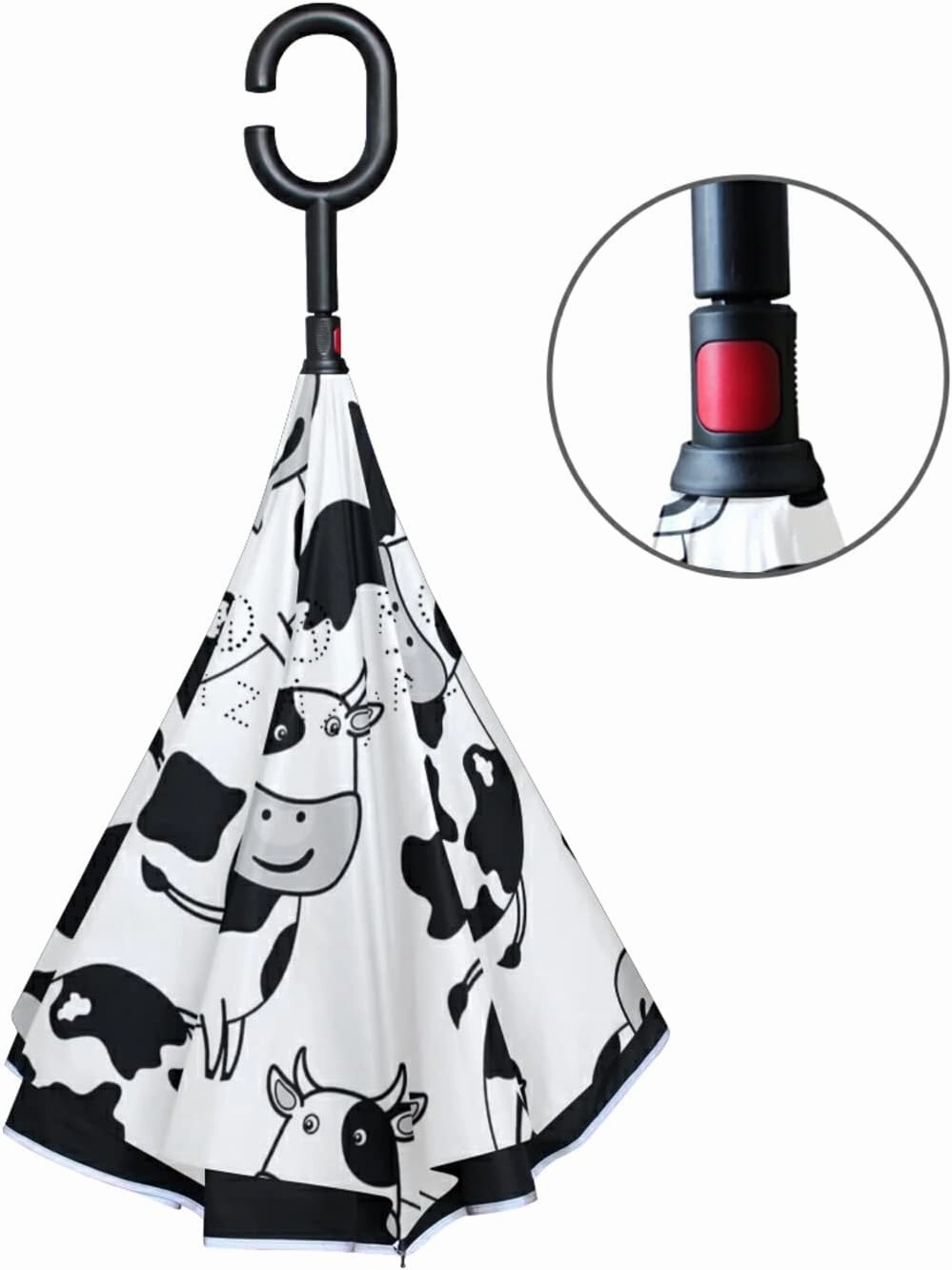 Oyihfvs Double Layer Inverted Umbrella, With C-Shaped Handle Windproof UV Proof Durable Parasol, For Men Women Outdoor Folding Rain Sun