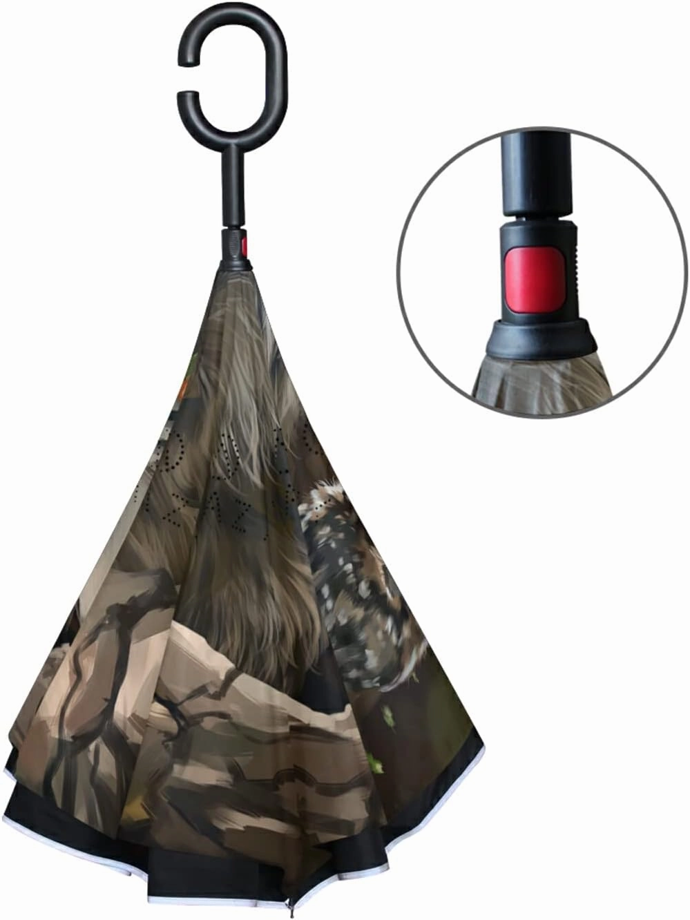 Oyihfvs Double Layer Inverted Umbrella, With C-Shaped Handle Windproof UV Proof Durable Parasol, For Men Women Outdoor Folding Rain Sun